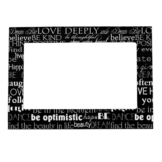 Black White Inspirational Words Christmas Magnetic Frame (Front)