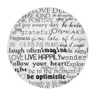 Black White Inspirational Words Cutting Board