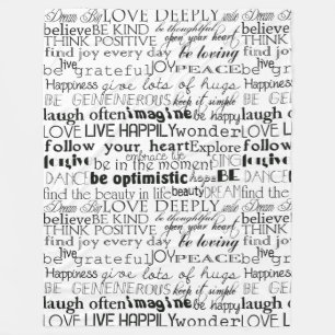 Black White Inspirational Words Fleece Blanket