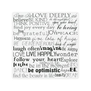 Black White Inspirational Words Metal Print