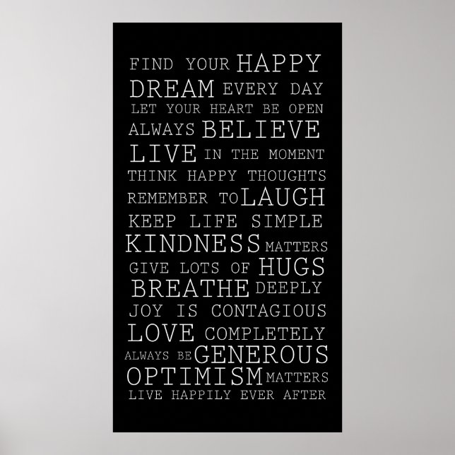 Black White Inspirational Words Poster (Front)