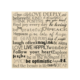 Black White Inspirational Words Wood Wall Art
