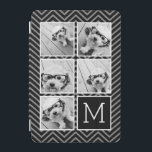 Black White Instagram 5 Photo Collage Monogram iPad Mini Cover<br><div class="desc">Background includes an optional chevron Pattern - Use five square photos to create a unique and personal gift. Or you can keep the hipster puppy and make a trendy keepsake. If you need to adjust the pictures,  click on the customize tool to make changes.</div>