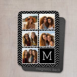 Black White Instagram 5 Photo Collage Monogram Magnet<br><div class="desc">Background includes an optional chevron Pattern - Use five square photos to create a unique and personal gift. Or you can keep the hipster puppy and make a trendy keepsake. If you need to adjust the pictures,  click on the customize tool to make changes.</div>