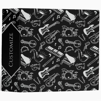Black & White Instruments Pattern 3 Ring Binder