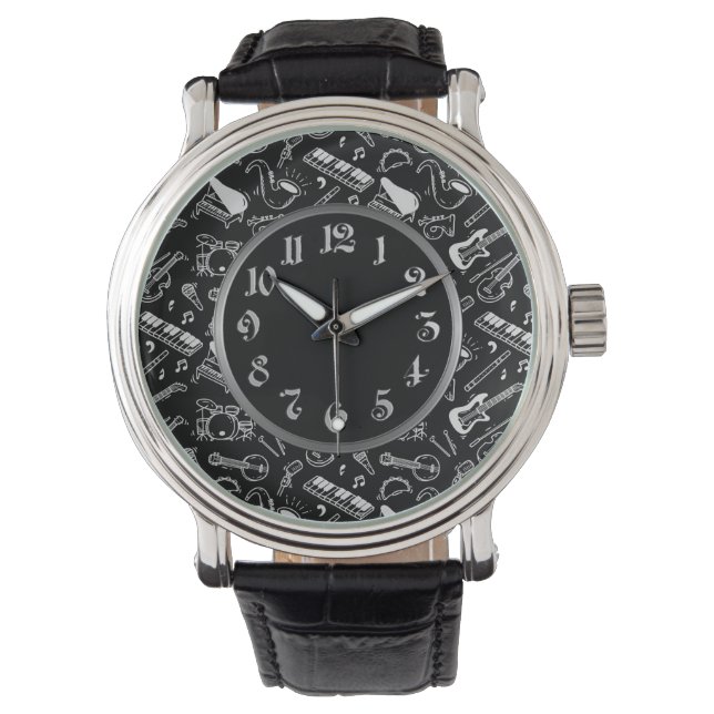 Black & White Instruments Pattern Watch (Front)