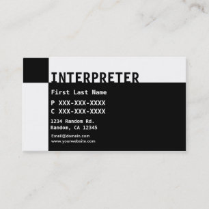 Black white Interpreter business cards
