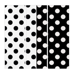 Black White Inverse Polka Dots 3 Set Canvas  Triptych