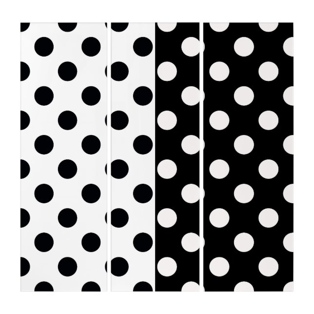 Black White Inverse Polka Dots 3 Set Canvas  Triptych (Front)