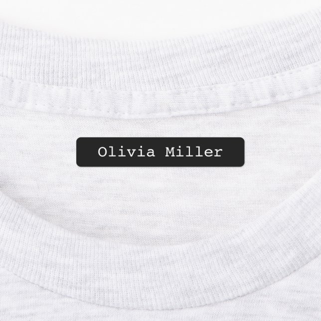 Black white iron on name labels school daycare (Affixed)