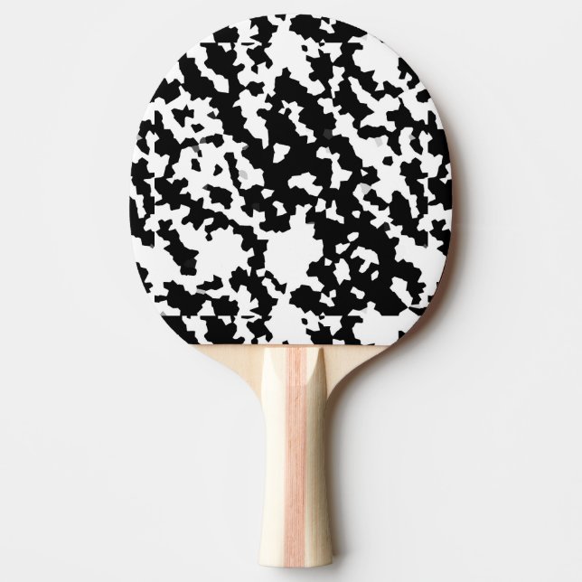 Black White Irregular Abstract Pattern Ping Pong Paddle (Front)