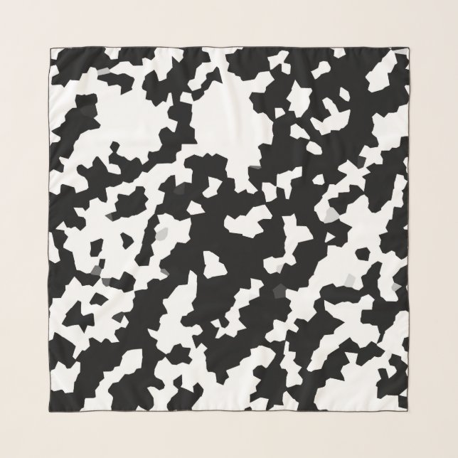 Black White Irregular Abstract Pattern Scarf (Front)
