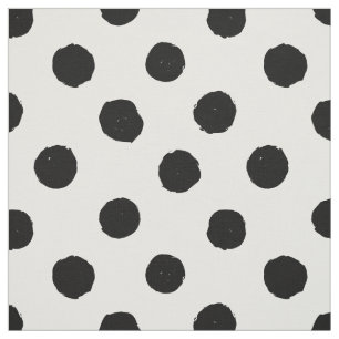 Black White Irregular Dots Brush Circles Repeat Fabric