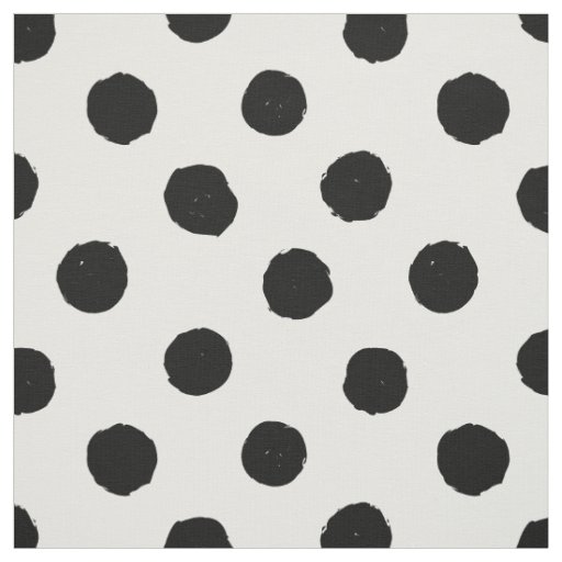 Black White Irregular Dots Brush Circles Repeat Fabric