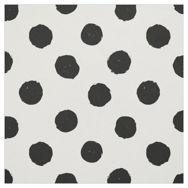 Black White Irregular Dots Brush Circles Repeat Fabric (Swatch)