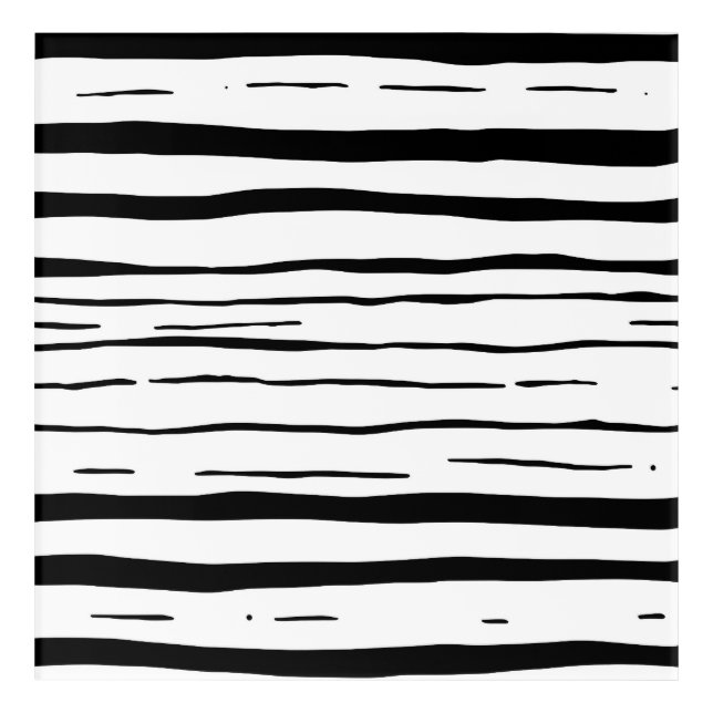 Black White Irregular Stripes Pattern Acrylic Print (Front)