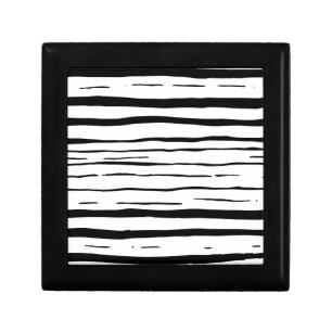 Black White Irregular Stripes Pattern Gift Box