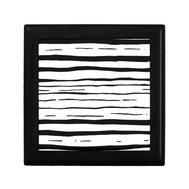 Black White Irregular Stripes Pattern Gift Box (Front)