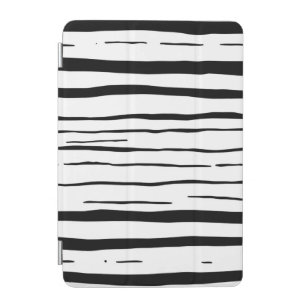 Black White Irregular Stripes Pattern iPad Mini Cover
