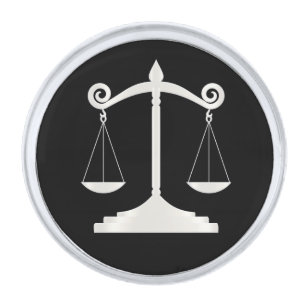 Black & White Ivory   Lawyer - Scales of Justice Silver Finish Lapel Pin