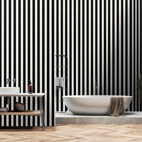 Black White Ivory Stripes Minimalist Wallpaper