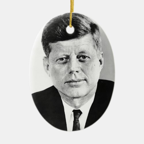 Black  White Jack JFK John F Kennedy Ceramic Ornament