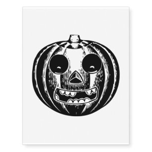 Black & White Jack-O-Lantern 1.png Temporary Tattoos