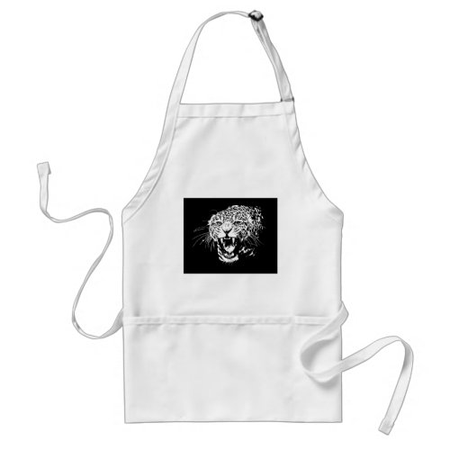 Black  White Jaguar Adult Apron