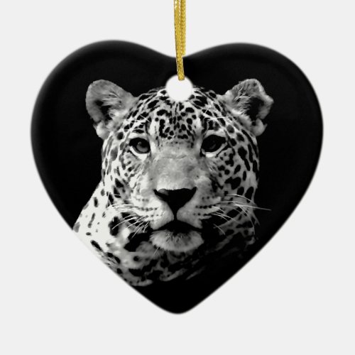 Black  White Jaguar Ceramic Ornament