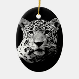 Black & White Jaguar Ceramic Ornament
