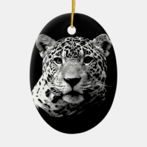 Black  White Jaguar Ceramic Ornament