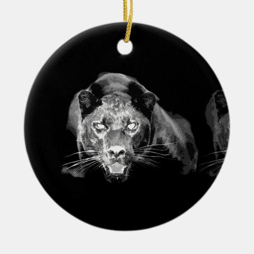 Black  White Jaguar Ceramic Ornament