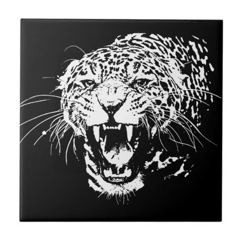 Black  White Jaguar Ceramic Tile