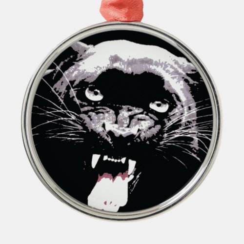 Black  White Jaguar Eyes Metal Ornament