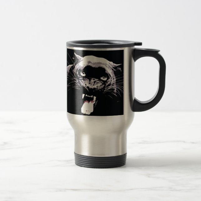 Black & White Jaguar Eyes Travel Mug (Right)