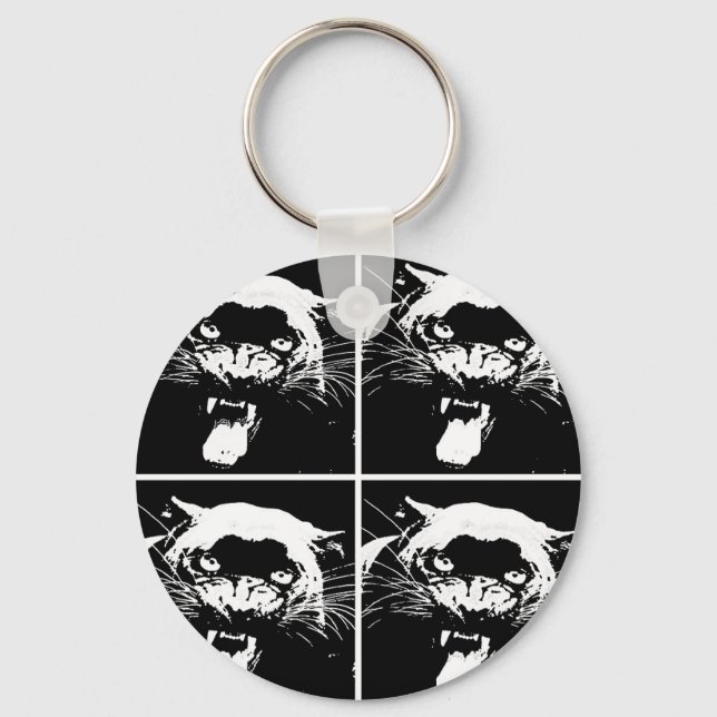Black & White Jaguar Keychain (Front)