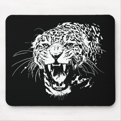 Black  White Jaguar Mouse Pad
