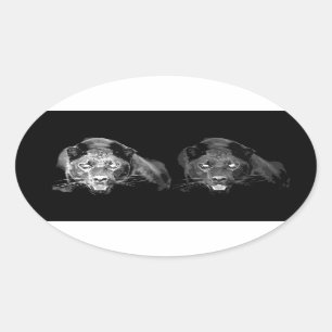 Black & White Jaguar Oval Sticker