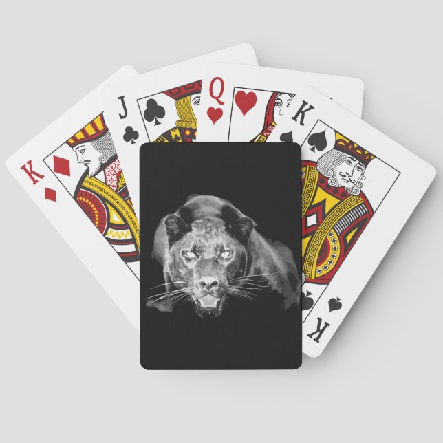Black & White Jaguar Poker Cards (Back)