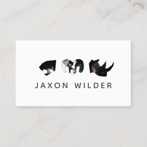 Black White Jaguar Rhino Ram Smoke Silhouette  Business Card