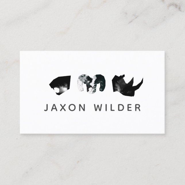 Black White Jaguar Rhino Ram Smoke Silhouette  Business Card (Front)