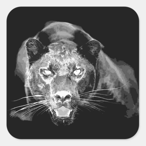 Black  White Jaguar Square Sticker