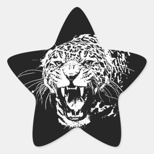 Black  White Jaguar Star Sticker