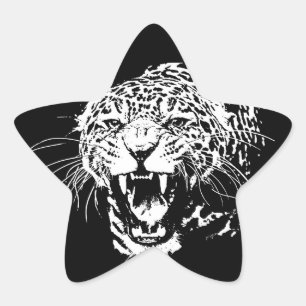 Black & White Jaguar Star Sticker