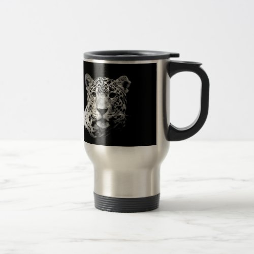 Black  White Jaguar Travel Mug