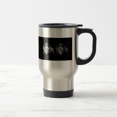 Black  White Jaguar Travel Mug