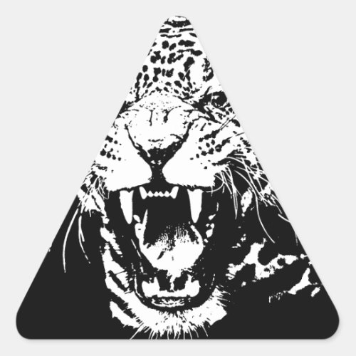 Black  White Jaguar Triangle Sticker
