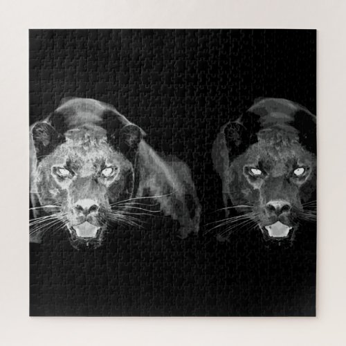 Black  White Jaguar _ Wild Animals Big Cats Jigsaw Puzzle