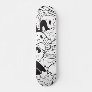 Black & White Japanese Doodle Skateboard