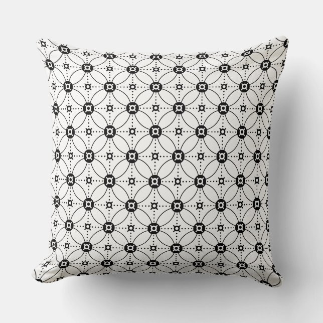 Black White Japanese Square  Throw Pillow (Front)